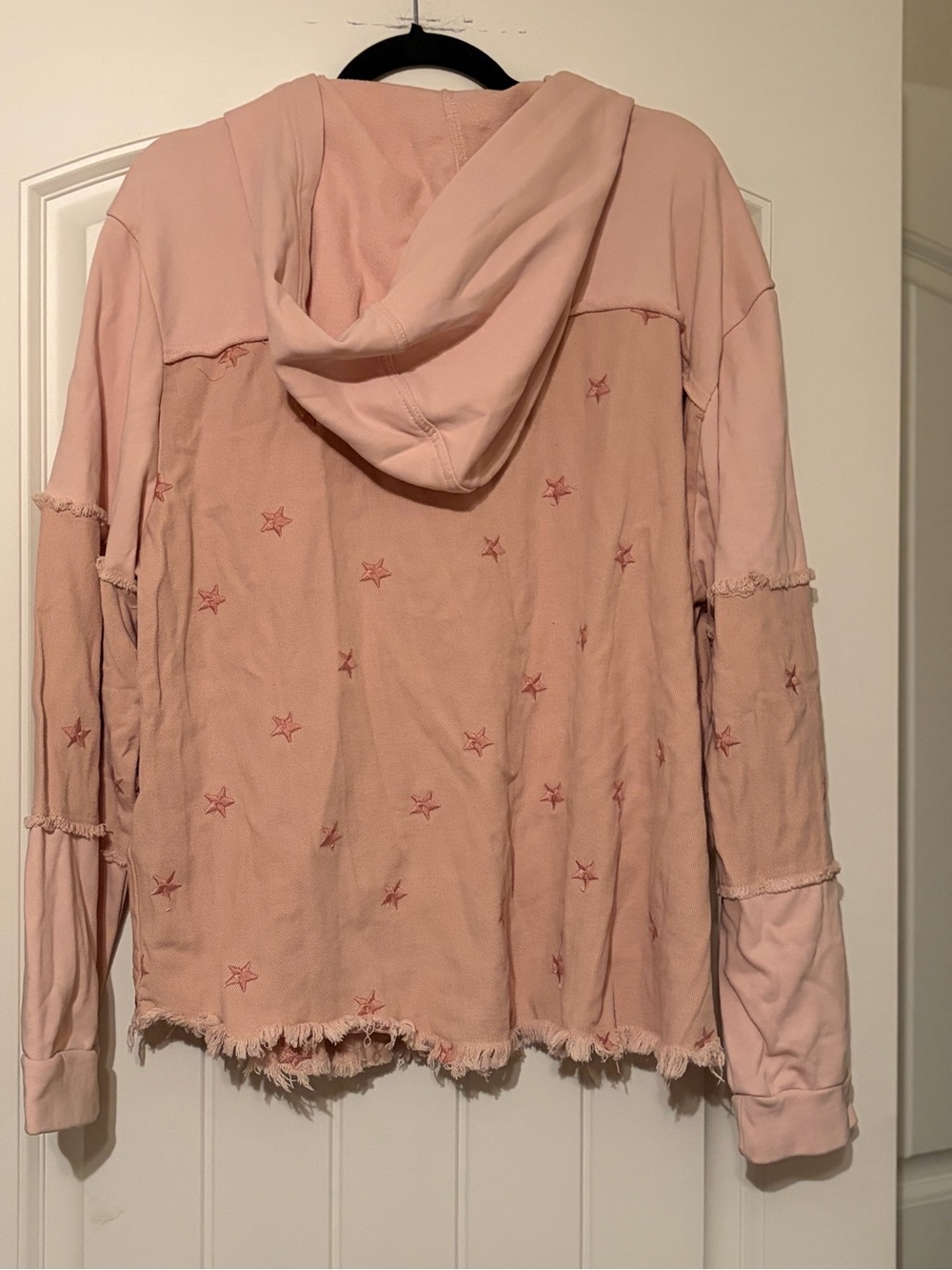 Heyson Blush Pink Star-Embroidered Hooded Jean Jacket - Picture 3 of 3